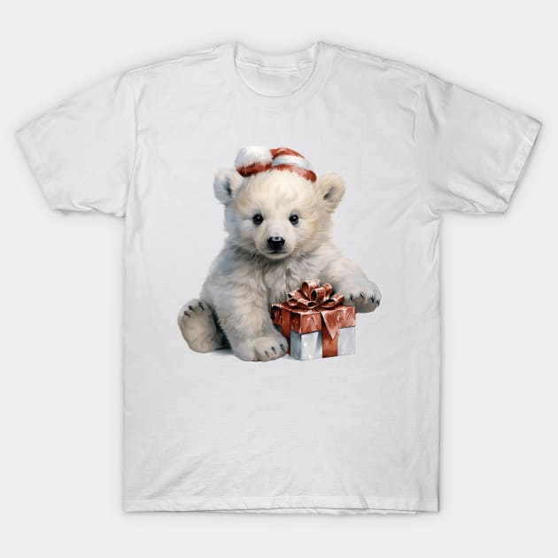 Christmas Polar Bear T-Shirt by Chromatic Fusion Studio